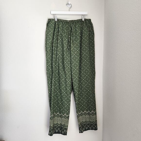 Liz Claiborne Pants - Vintage 90s Elisabeth by Liz Claiborne High Rise Green Floral Drawstring Pants